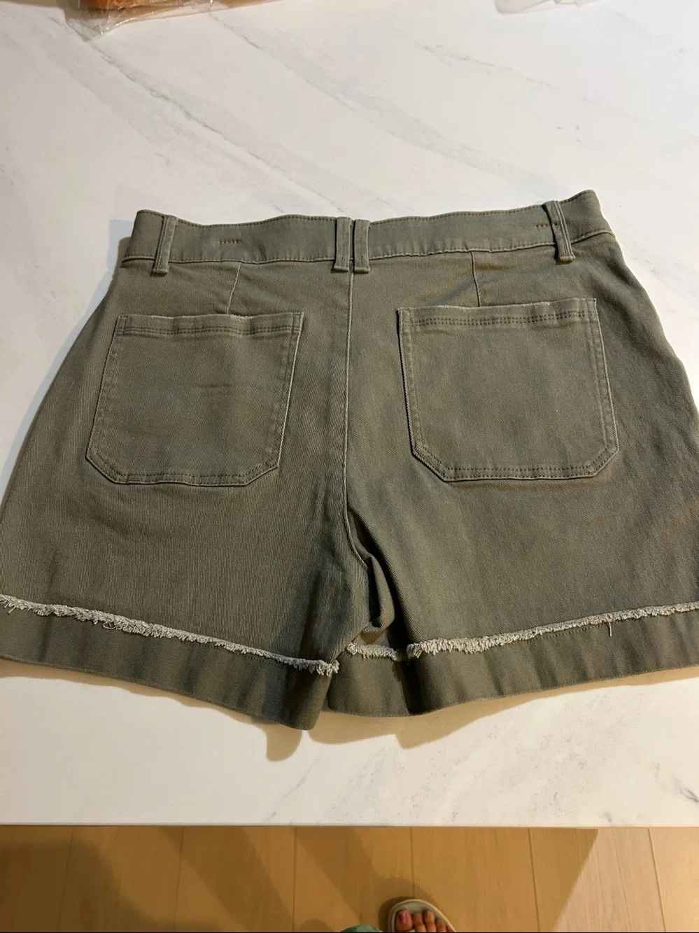 Democracy Olive High Waist Utility Shorts with Frayed Hem